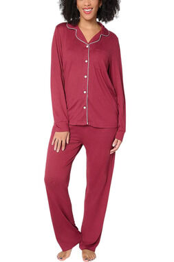 By Jill Martin Women's Long Sleeve Notch Collar Windsor Wine - Regular